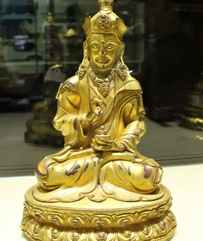 

Old Tibet Buddhist Bronze 24K Gold Guru Rinpoche Padmasambhava Buddha Statue