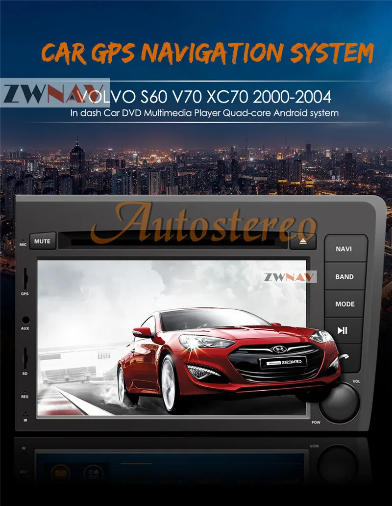 Top ZWNAV Android 9.0 Car DVD Player For VOLVO S60 V70 XC70 2000-2004 Auto GPS Navigation Radio Head Unit BIG Screen 6