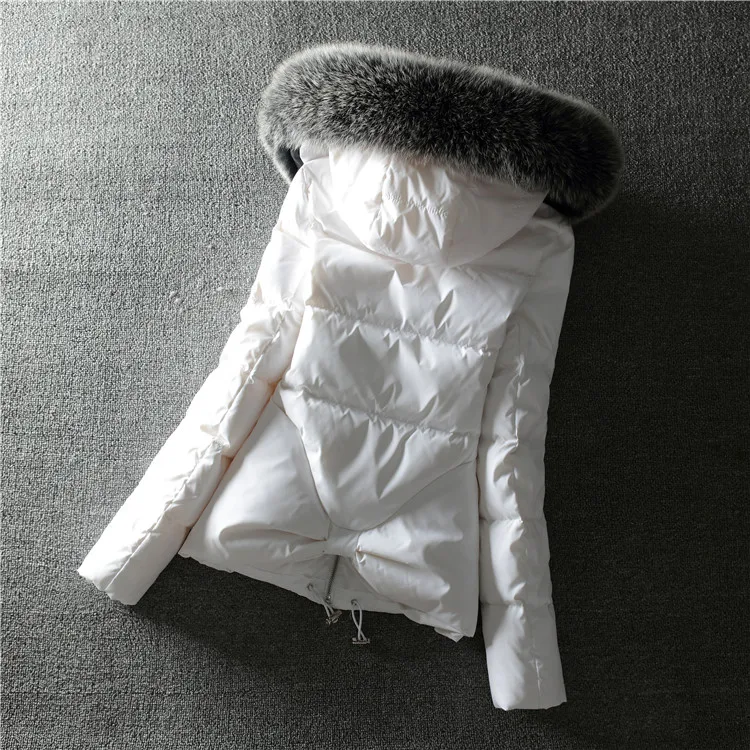 Новые 90% белые пуховые пальто и куртки для женщин осень зима натуральный Лисий Мех 15 цветов теплая короткая куртка на молнии Верхняя одежда
