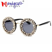 Модные солнцезащитные очки женские брендовые дизайнерские блестящие круглые солнцезащитные очки со стразами Винтажные Солнцезащитные очки Oculos De Sol Feminino