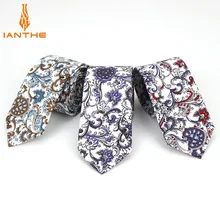 6 см мужской модный винтажный тонкий шейный галстук с принтом пейсли для мужчин Классический Узкий Тонкий хлопковый галстук Cravatas Gravatas