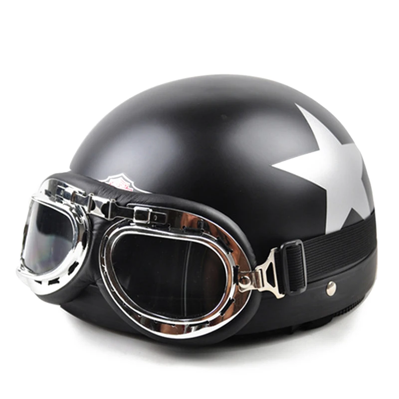 New Motorcycle Motorbike Riding Helmets Motocross Vintage Open Half Face Racing Helmet Visor Goggles Capacete for