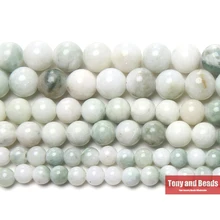 Gema de jade blanca y verde, cuentas de 15