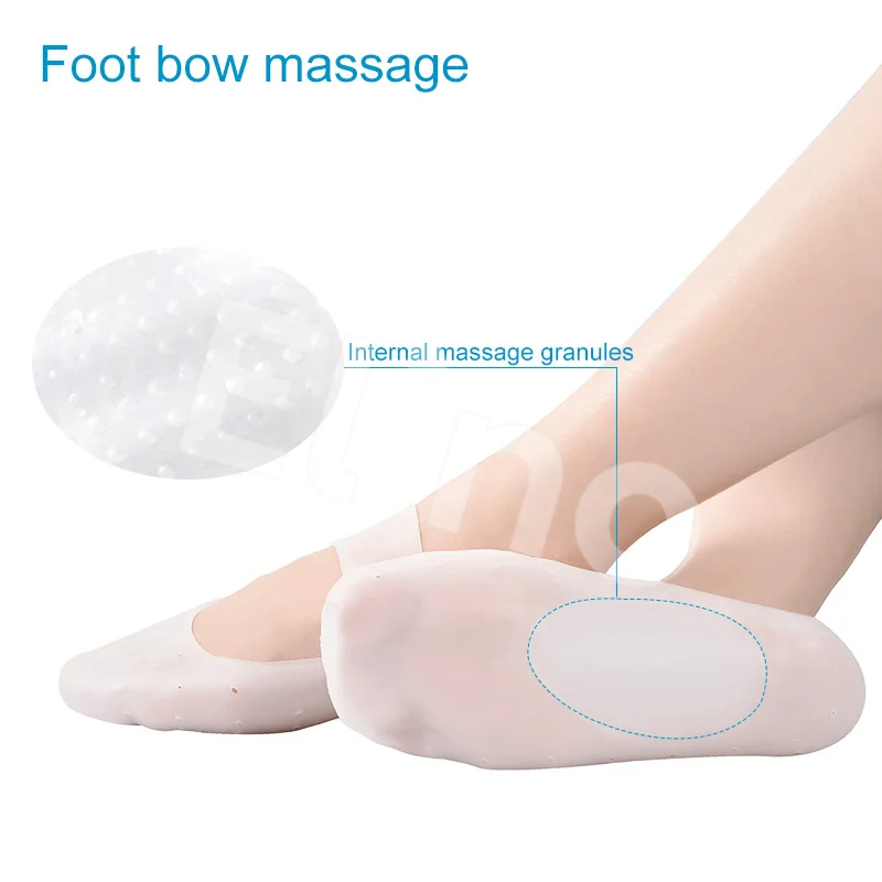 Elino Women Girls Silicone Gel Compression Moisturizing Socks Plantar Fasciitis Arch Support Spur&Cracked Heel Feet Care Insoles