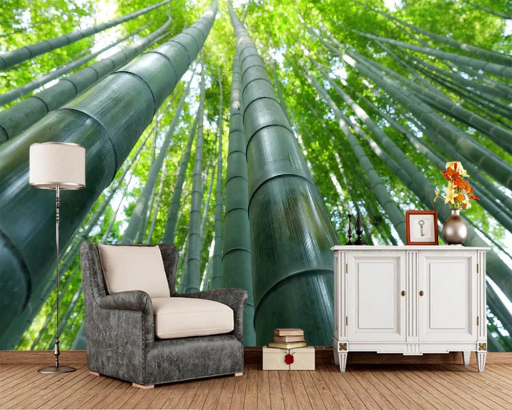 Papel де parede Bambu Вид снизу природа фото 3d обои фрески гостиная ТВ диван настенная