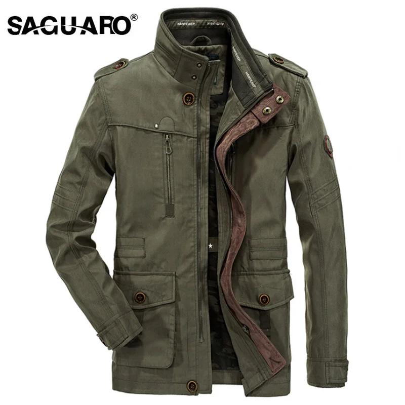 SAGUARO Men's Spring Autumn Jackets Men Fashion Stand Collar Multi