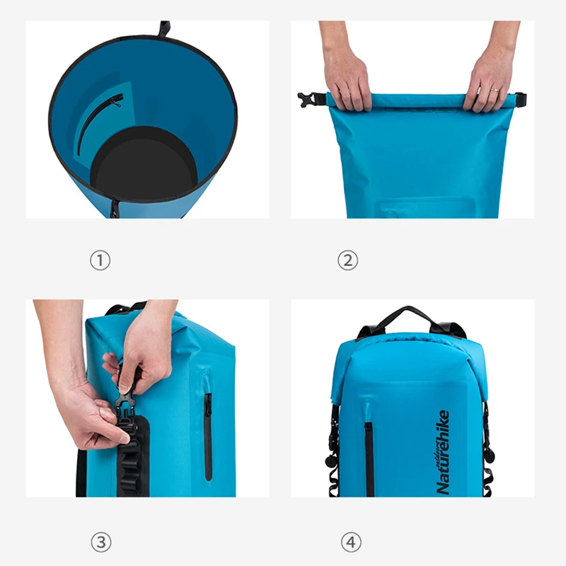 NatureHike водонепроницаемый заплечный гермомешок 20L 30L 40L брызгозащищенный мешок для прачечных Rolltop Drybag для водных видов спорта каяк лодок