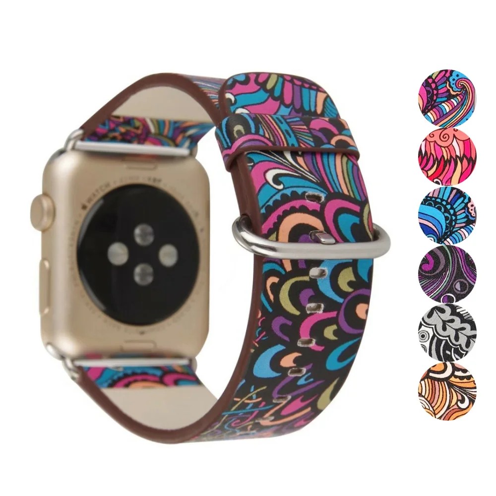 

CRESTED Leather band for apple watch 4/3/2/1 iwatch 44mm/40mm/42mm/38mm wristband watch strap clock Bracelet