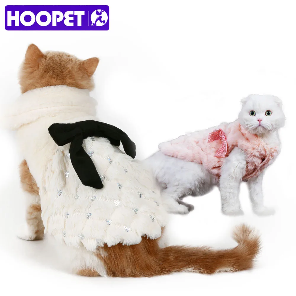 HOOPET pet clothes elegant Luxury  fur Winter overcoat samll dog cat clothes bowknot Chihuahua