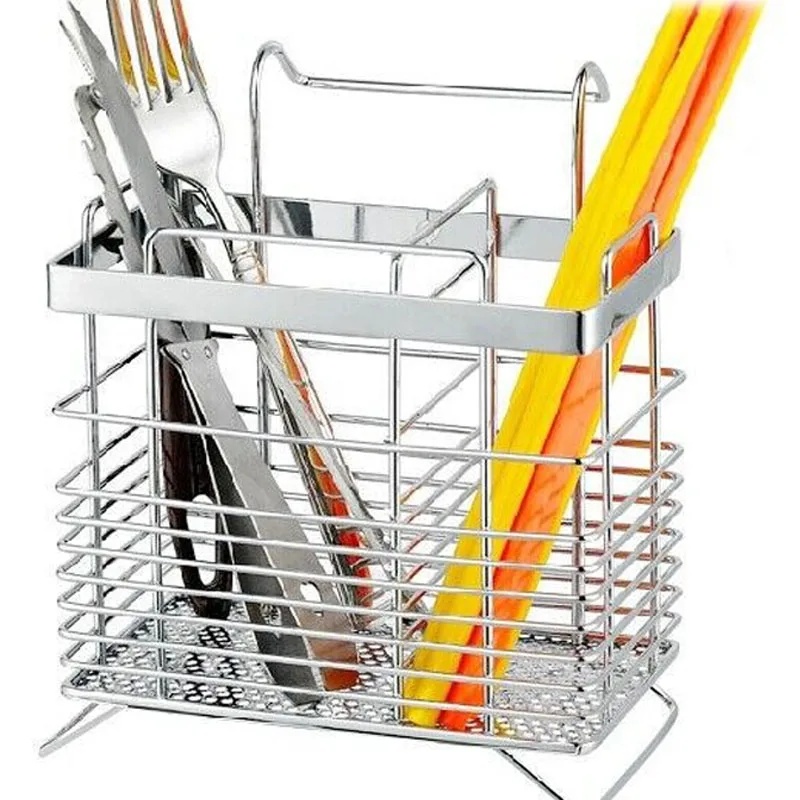 

Stainless steel hanging chopstick cage high quality reinforced kitchen supplies cutlery storage tool square can be drain racks
