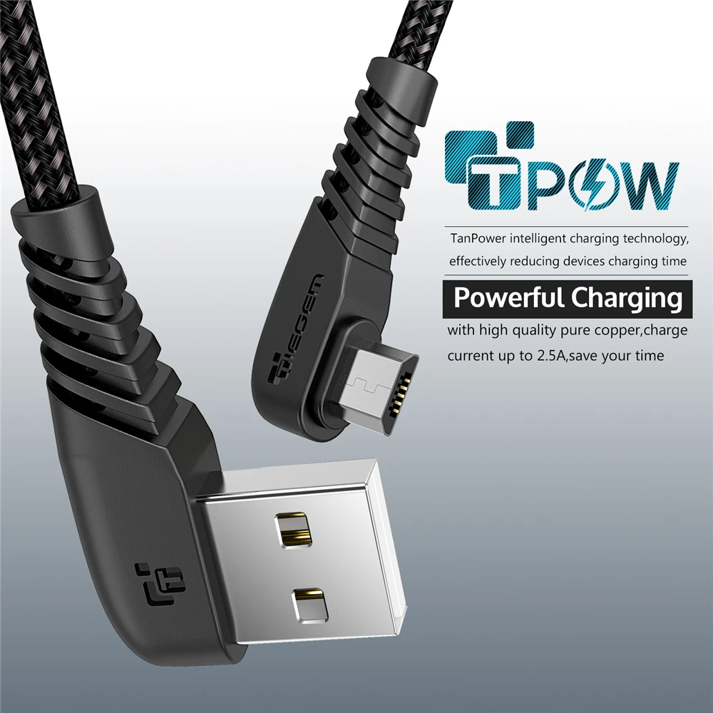 Micro USB Cable 2A Fast Charger USB Cord Tiegem 90 degree elbow Nylon Braided Data Cable for Samsung/Sony/Xiaomi Android Phone Micro USB Cable 2A Fast Charger USB Cord Tiegem 90 degree elbow Nylon Braided Data Cable for Samsung/Sony/Xiaomi Android Phone