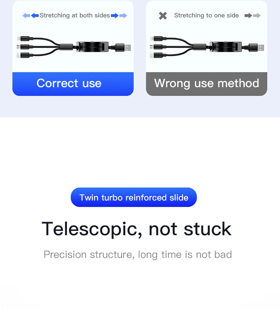 !ACCEZZ 3 in 1 Retractable USB Cable For iPhone XS XR Micro USB Type C TPE Fast Charging For Samsung Xiaomi Huawei Android Phone (14)