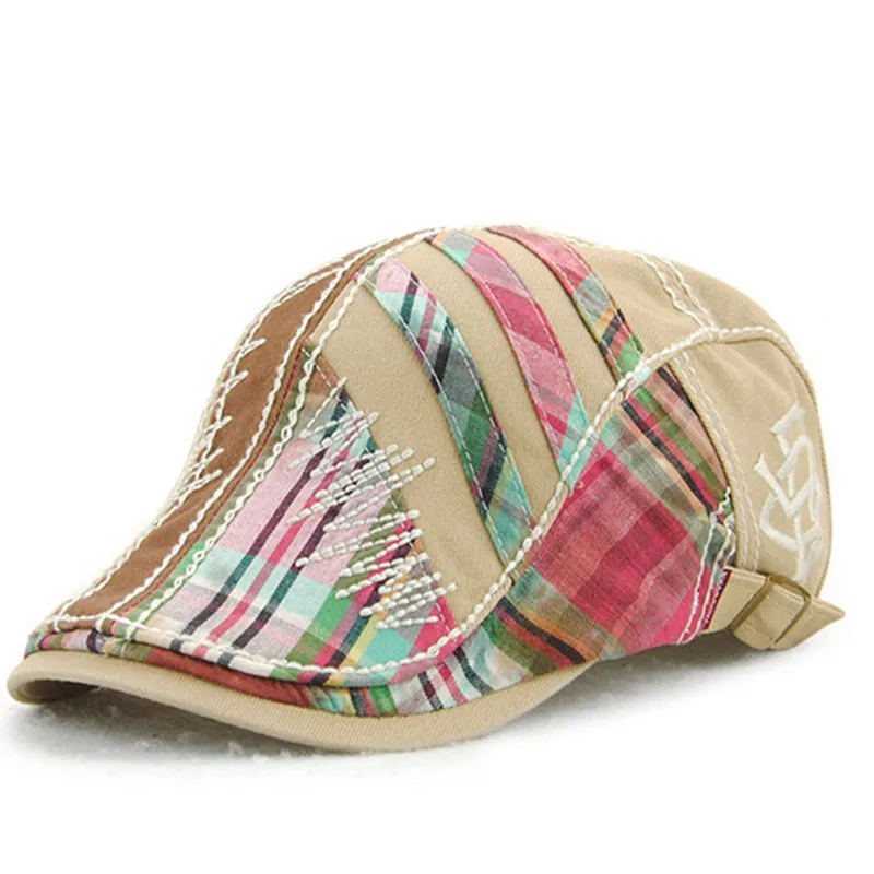 Xthree берет кепки мужские шапки для женщин козырьки солнцезащитные кепки Gorras Planas плоские кепки-береты - Цвет: Бежевый