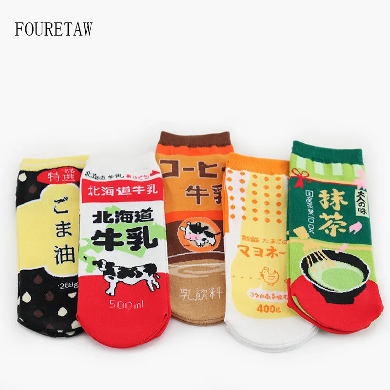 FOURETW 1 пара уличный стиль Harajuku красивые Чулочные изделия в японской кухне хлопковые носки для девочек Повседневное Для женщин носок тапочки