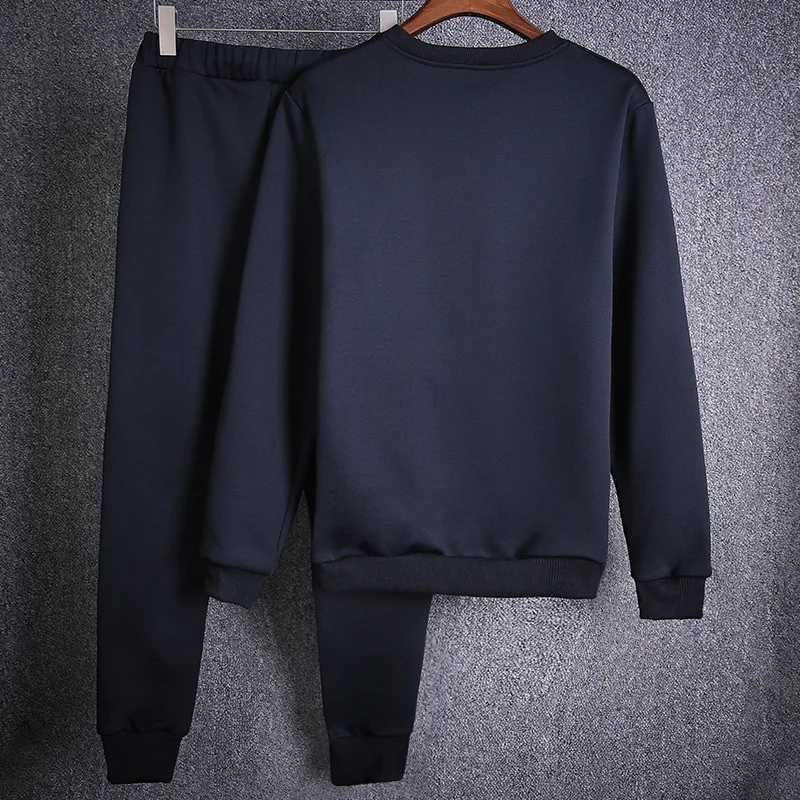 Spring New Letter Casual 2 Pieces Sets Men Sportswear Sets O-Neck Tracksuit Sweatshirt With Joggers Pants Men Patchwork Hoodie
