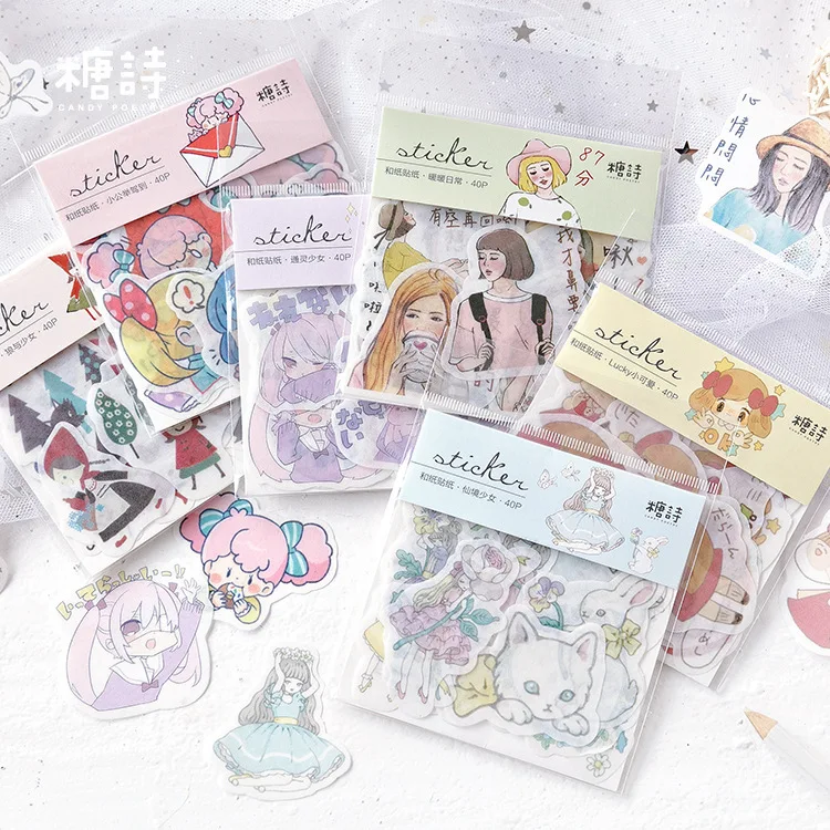 

18 pack/lot Lucky Wonderland Girl Bullet Journal Decorative Stickers Scrapbooking Stick Label Diary Stationery Album Stickers