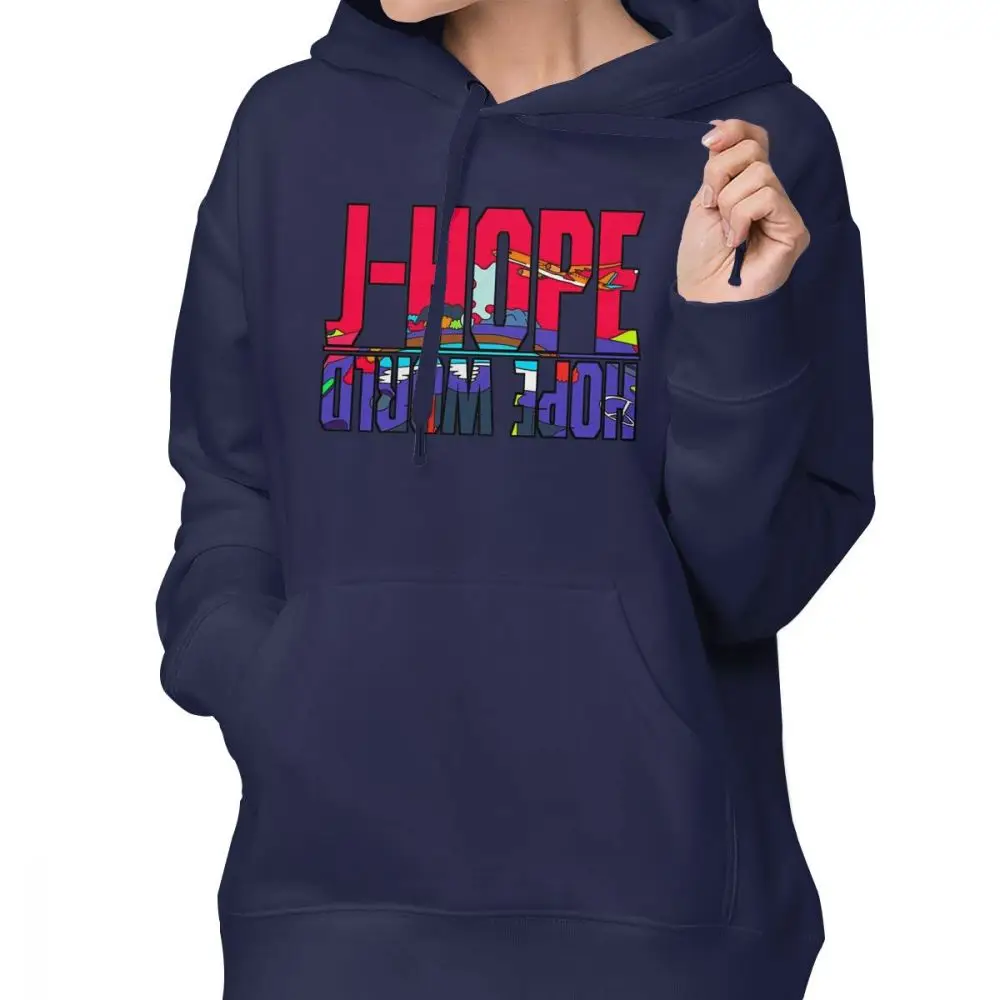 Hope World Толстовка J-hope-Hope World толстовки с длинным рукавом черные толстовки женские хлопковые трендовые уличные пуловеры с капюшоном - Цвет: Тёмно-синий