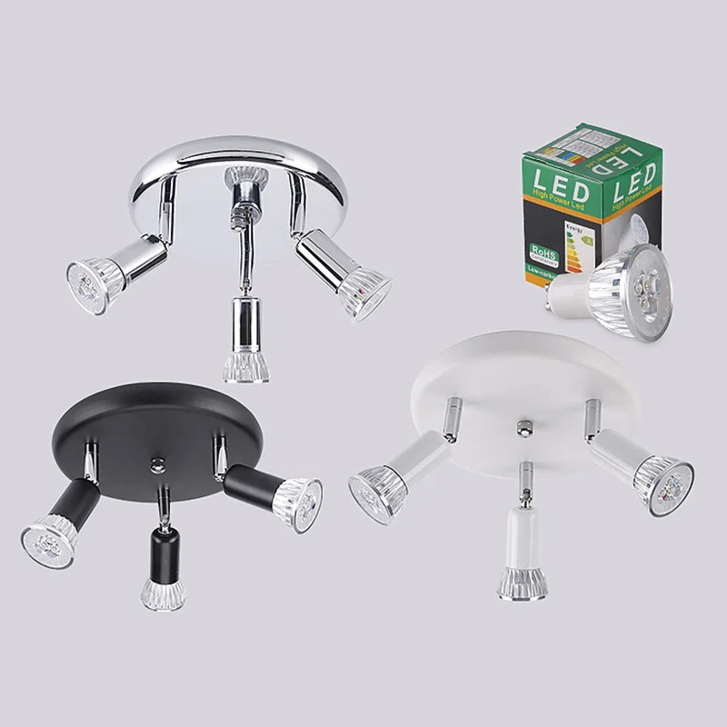 

9W LED Ceiling Light 3 Head swiveling Light Spots GU10 Ceiling Spot Lights adjust Angle for indoor Lighting Fixtures Decoration#