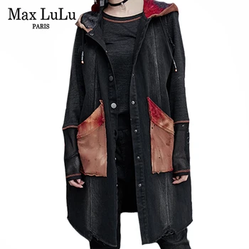 

Max LuLu 2019 Luxury Korean Streetwear Waistcoat Ladies Sleeveless Clothes Womens Camouflage Denim Vest Hooded Chaleco Long Coat