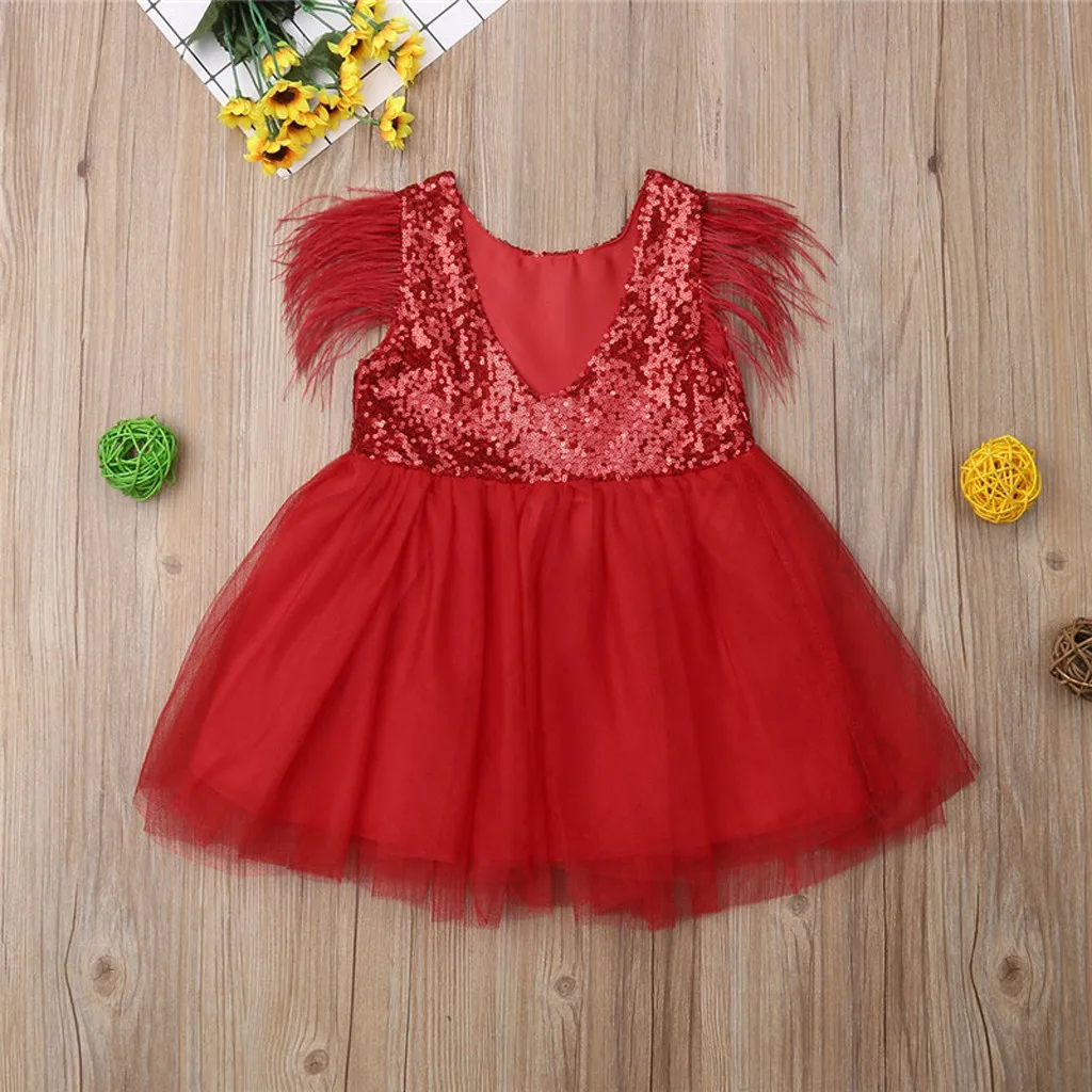 Vestido infantil/ г.; летняя одежда для маленьких девочек; платье из тюля без рукавов с кисточками и открытой спиной; праздничное платье принцессы с блестками;@ 30