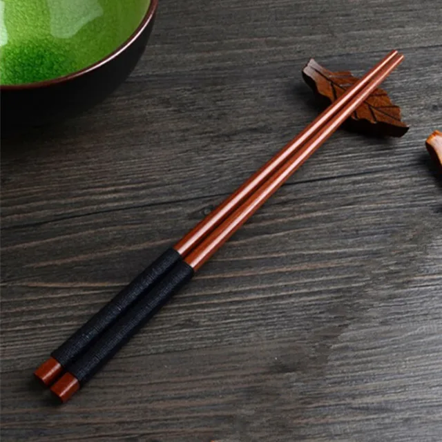 Handmade Japanese Natural Chestnut Wood Sushi Chopsticks Set Value Gift Sushi Chinese food Tie line 3