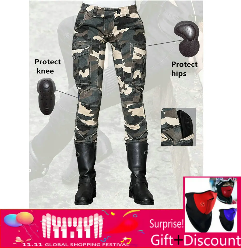 

Free Shipping Fashion Casual Camouflage uglybros MOTORPOOL UBS014 Jeans Motorcycle Pants Moto Protection Jeans Women's Jeans