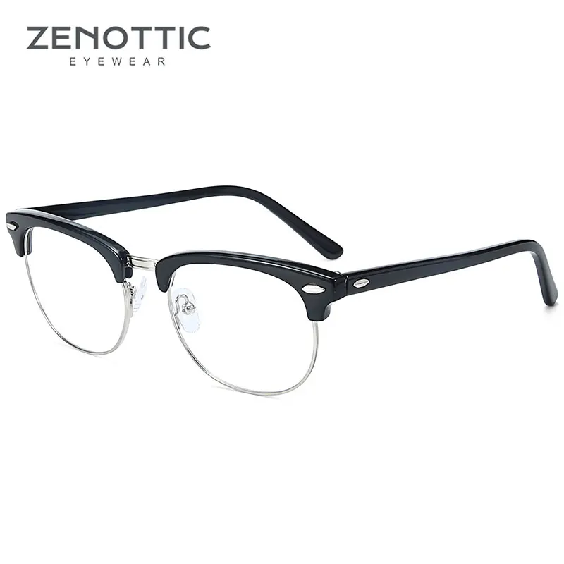 ZENOTTIC Semi Rimless Plastic Glasses Frame Unisex Optical Glasses