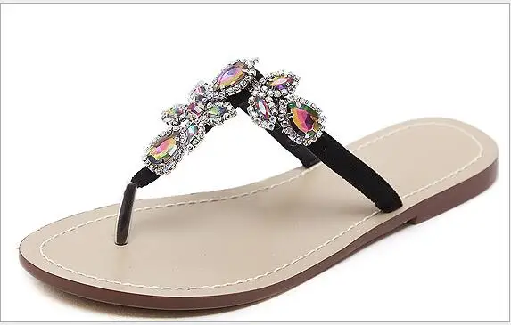 Weibliche Kristall Slipper Bling Bunte as Auf Strand Shows flops Slip Hausschuhe Diamant Frauen Marke Flip Flache Sandalen As Picture Rutschen Schuhe Casual Shows rrTwCvqx