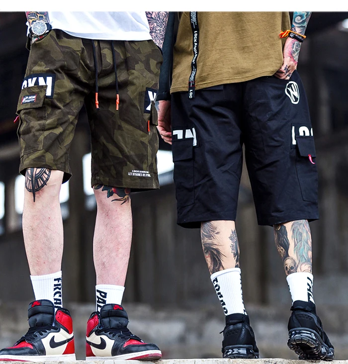 Aelfric Eden карго шорты для мужчин хип-хоп летняя уличная одежда с буквенным принтом Камуфляжный принт Новая мода до колена Короткие джоггеры
