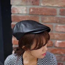 Мужская Женская Кепка из искусственной кожи, капот берет в стиле Гэтсби, плоская шляпа для гольфа