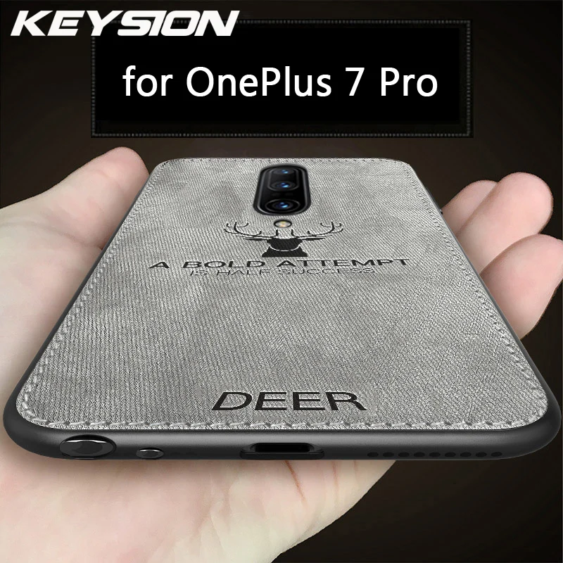 Противоударный чехол KEYSION для телефона OnePlus 7 Pro тканевая текстура Мягкая