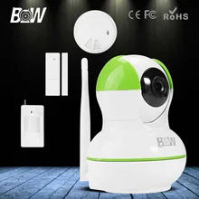 Bw mini cámara ip p2p baby monitor inalámbrico wifi puerta sensor de infrarrojos motion sensor ir detector de humo alarma de video vigilancia
