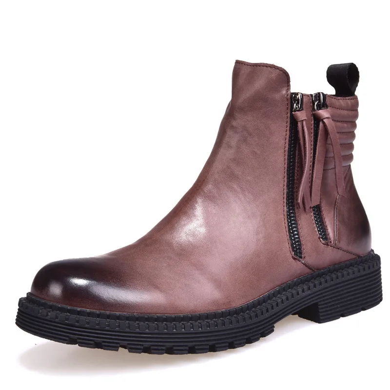 cowhide chelsea boots