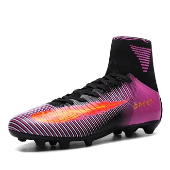 

Men Football Shoes Professional Trainers Soccer Shoes Men Outdoor Sport Shoes TF High Quality High Ankle Cleats Light Size 35-44