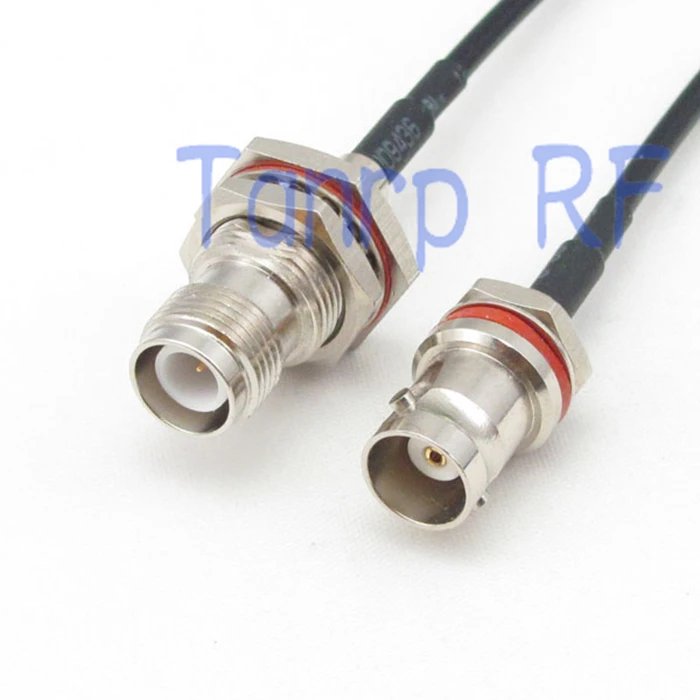 

6in RP-TNC female to mini BNC female with nut bulkhead RF connector adapter 15CM Pigtail coaxial jumper cable RG174 extension