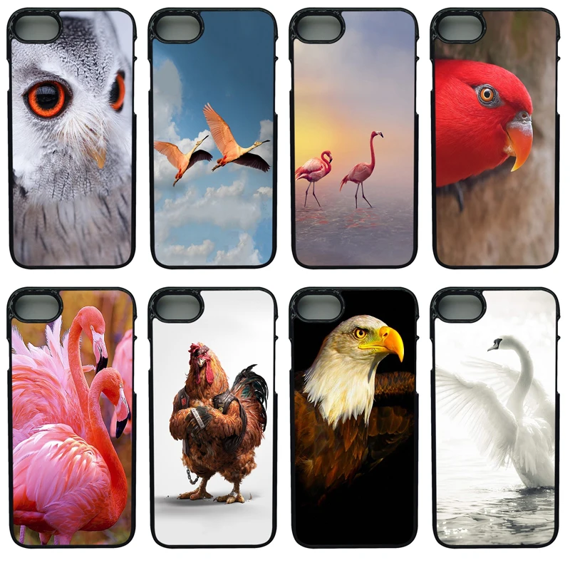 Beautiful Flamingo Eagle Owl Bird Phone Case Anti-knock Black Smooth PC Plastic Hard Cover for iphone 8 7 6 6S PLUS X 5S 5 SE |