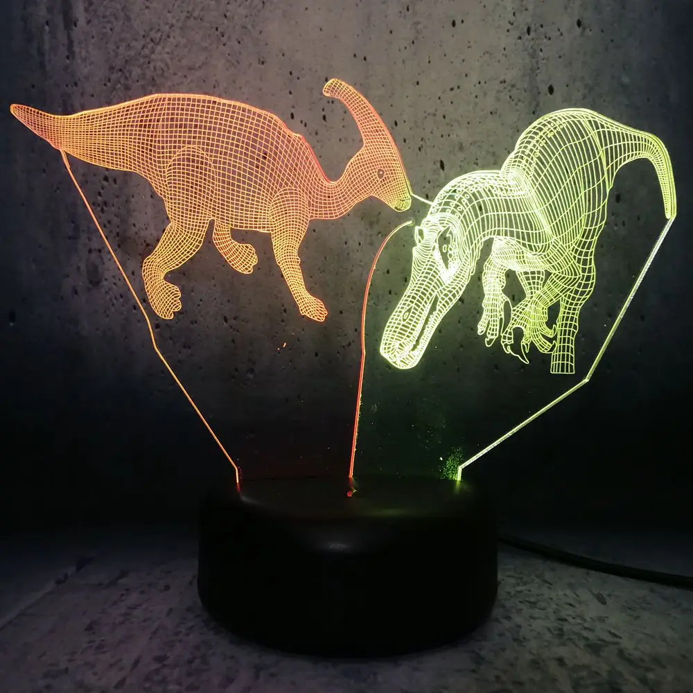 Смешанная двухцветная лампа Парк Юрского периода динозавр 3D светодиодный