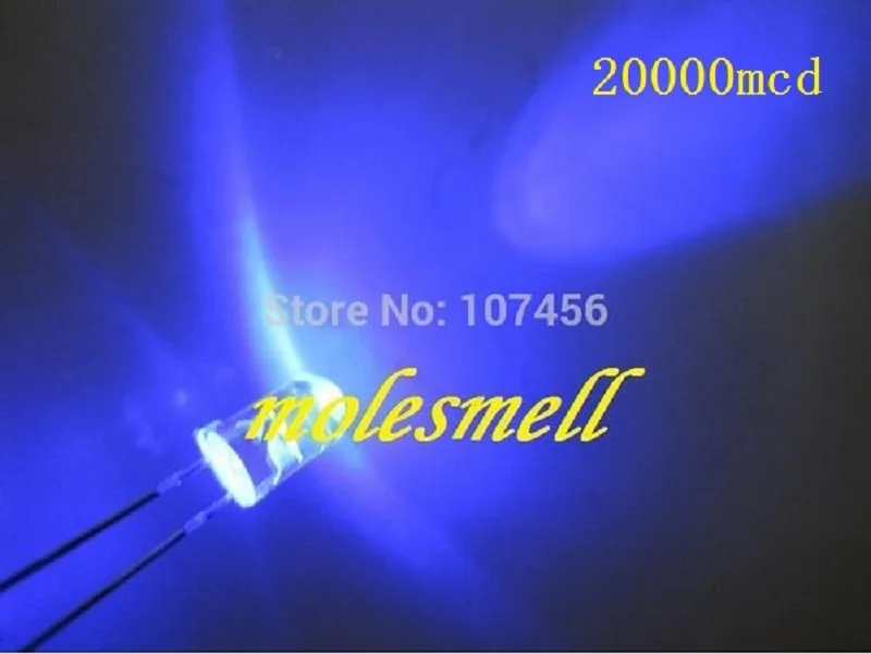 Frete Grátis Ultra Brilhante Azul Led Água Claro Redondo 20000mcd 1000 Pçs 5mm