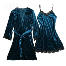 Inplusni женский вечерний комплект с платьем высококачественная одежда для сна из шелка со льдом, ночная одежда с поясом, пижамный комплект из 2 предметов, женское платье