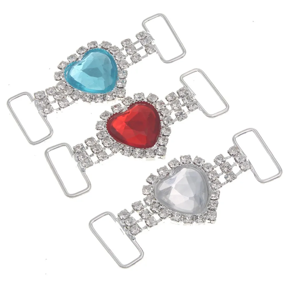 

Rhinestone Solid Brass Buckle Bikini Connector Ribbon Slider Buckles Diamante Brass Metal Decors Diy Wedding Embellishments 2pcs
