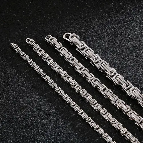 남성용 스테인리스 스틸 초커 긴 목걸이, 비잔틴 박스 체인, 남편 남자친구 Bff 선물, 4mm, 5mm, 6/8mm 3