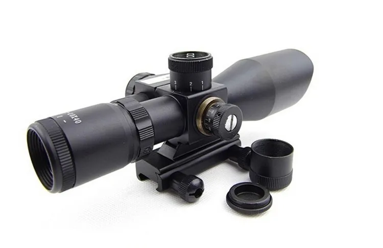 Бесплатная доставка 2,5-10X40 Riflescope с подсветкой тактический Riflescope с красным лазером область охоты