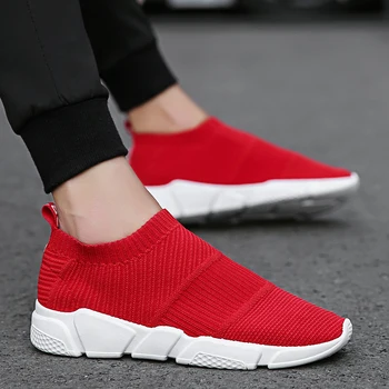 

Vogue Nice New Loafers Sock Shoes Breathable Sneakers Shoes Men Walking Man Footwear Stretch Slip On Casual Men Shoes