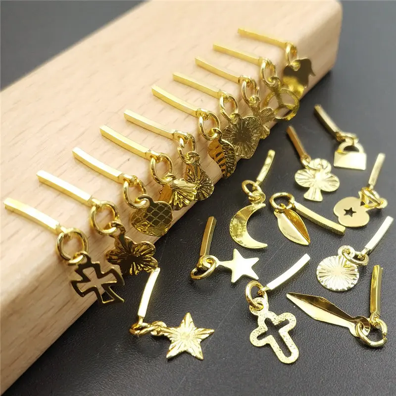 

10pcs Metal Nail art studs pendant Collection Gold Nail Art Rivet long tassel Charm fashion Japanese Korean nail art decoration