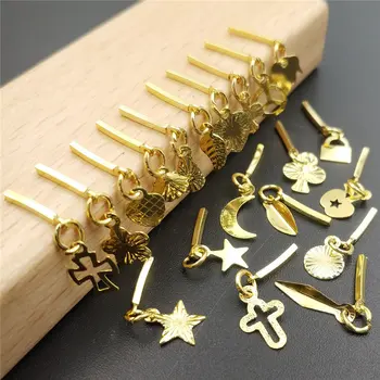 

10pcs Metal Nail art studs pendant Collection Gold Nail Art Rivet long tassel Charm fashion Japanese Korean nail art decoration