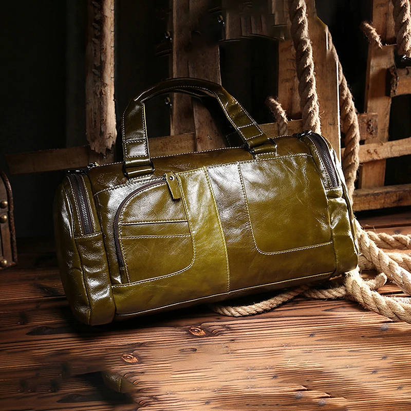 

TIANHOO Fashion travel man bags retro oil-wax cow leather bag shoulder & handlebags luggage organizer