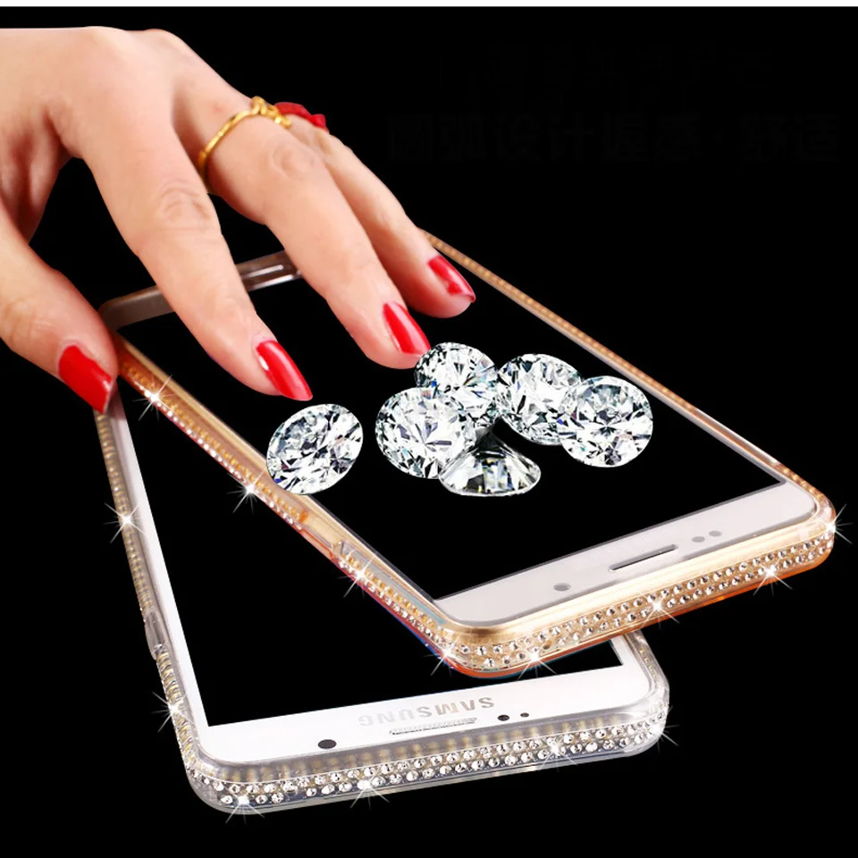

Diamond Bumper TPU Glitter Case For Samgung Galaxy A3 A5 A7 A8 J3 J5 J7 Pro 2016 2017 S6 S7 S8 S9 Plus Edge Silicone Phone Cases