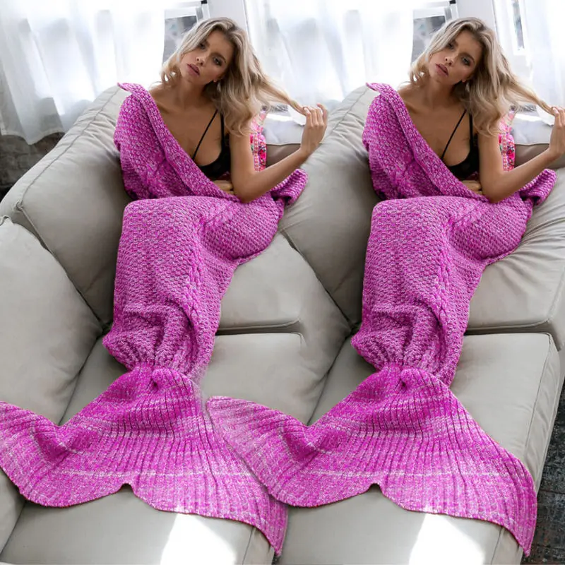 Hirigin хвост русалки для взрослых ручной работы крючком осень зима теплый кокон диван одеяла пляжное одеяло вязаный ковер