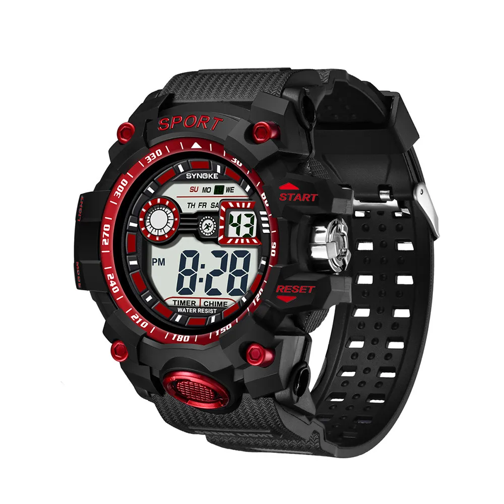 SYNOKE многофункциональные 50 м водонепроницаемые часы светодиодный цифровые часы двойного действия спортивные часы для мужчин
