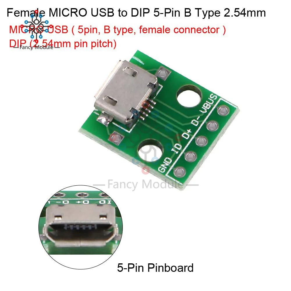 Micro USB Female, Mini USB, USB A Male, USB 2,0, 3,0 A Female, USB TypeB interface to 2,54 мм DIP PCB конвертер адаптер Breakout Board